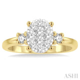 5/8 ctw Oval Shape Lovebright Round Cut Diamond Engagement Ring in 14K Yellow and White Gold