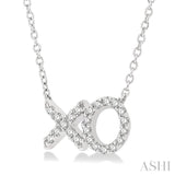 1/6 Ctw 'XO' Hugs and Kisses Round Cut Diamond Petite Fashion Pendant With Chain in 10K White Gold