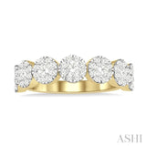3/4 Ctw Jointed Circular Mount Lovebright Diamond Cluster Band in 14K Yellow and White Gold