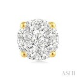 1/6 Ctw Lovebright Round Cut Diamond Stud Earrings in 14K Yellow and white Gold