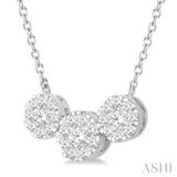 1/2 Ctw 3-Stone Lovebright Round Cut Diamond Necklace in 14K White Gold