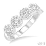 1 Ctw 5-Stone Lovebright Round Cut Diamond Band in 14K White Gold