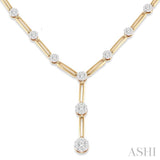 2 Ctw Lovebright Round Cut Diamond Elongated Link Necklace in 14K Yellow and White Gold