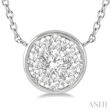 1/3 Ctw Round Shape Lovebright Diamond Pendant With Chain in 14K White Gold