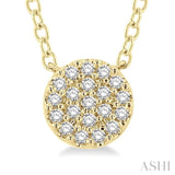 1/8 Ctw Disc Shape Round Cut Diamond Petite Fashion Pendant With Chain in 14K Yellow Gold