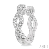 1/6 Ctw Entwined Round Cut Diamond Huggie Petite Earrings in 14K White Gold