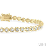 3 Ctw Round Cut Diamond Illusion Tennis Bracelet in 14K Yellow Gold