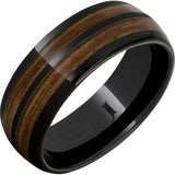 Double Barrel – Barrel Aged™ Black Diamond Ceramic™ Dome Ring with Bourbon Inlays