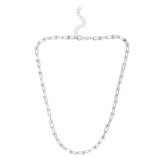 Silver 18inch with Rhodium Finish Polished U-Shaped Including 2inch Extender Link Necklace with Pear Shaped Lobster Clasp