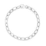 Silver 7.5inch with Rhodium Finish Polished Paperclip Bracelet with Pear Shaped Lobster Clasp