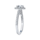 Prong Set Diamond Halo Engagement Ring in 14K White Gold (Semi-Mount)