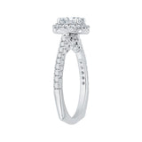 Cushion Cut Diamond Halo Engagement Ring In 14K White Gold (Semi-Mount)