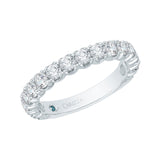 14K White Gold Round Diamond Euro Shank Wedding Band
