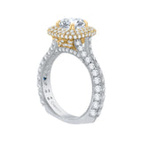 Diamond Double Halo Engagement Ring with Band in 14K Two-Tone Gold (Semi-Mount)