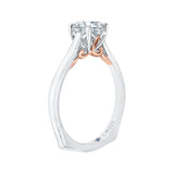 Cushion Cut Diamond Solitaire Engagement Ring in 14K Two-Tone Gold (Semi-Mount)