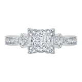 Princess Cut Diamond Vintage Engagement Ring in 14K White Gold (Semi-Mount)