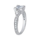 Princess Cut Diamond Vintage Engagement Ring in 14K White Gold (Semi-Mount)