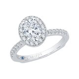 Euro Shank Oval Cut Diamond Halo Engagement Ring in 14K White Gold (Semi-Mount)