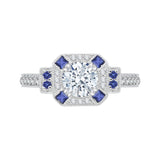 Round Diamond and Sapphire Engagement Ring in 14K Two Tone Gold (Semi-Mount)