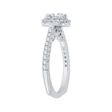 Princess Cut Diamond Halo Engagement Ring in 14K White Gold (Semi-Mount)