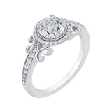 Round Diamond Halo Engagement Ring in 14K White Gold (Semi-Mount)