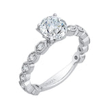 Round Diamond Floral Engagement Ring in 14K White Gold (Semi-Mount)