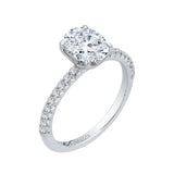 Oval Cut Diamond Floral Engagement Ring in 14K White Gold (Semi-Mount)