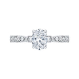 Oval Cut Diamond Floral Engagement Ring in 14K White Gold (Semi-Mount)