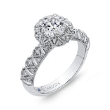 Diamond Flower Halo Engagement Ring in 14K White Gold (Semi-Mount)