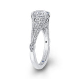 Diamond Vintage Engagement Ring in 14K White Gold (Semi-Mount)