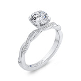 Round Diamond Engagement Ring with Criss-Cross Shank in 14K White Gold (Semi-Mount)