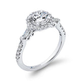 Round Diamond Halo Engagement Ring in 14K White Gold (Semi-Mount)