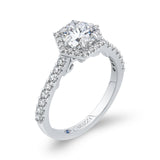 Round Diamond Halo Engagement Ring in 14K White Gold (Semi-Mount)