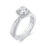 Round Diamond Floral Engagement Ring in 14K White Gold (Semi-Mount)