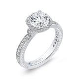 Round Diamond Halo Engagement Ring in 14K White Gold (Semi-Mount)