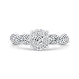10K White Gold 3/4 ct White Diamond Halo Fashion Ring in 14K White Gold