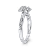 10K White Gold Round 1/3 ct White Diamond Fashion Cluster Ring in 14K White Gold