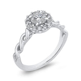 3/8 ct Round Diamond 10K White Gold Double Halo Fashion Ring in 14K White Gold