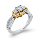 3/4 ct Round Diamond Criss-Cross Fashion Ring in 10K Two Tone Gold