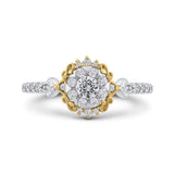 5/8 ct Round White Diamond Double Flower Fashion Ring in 10K Two Tone Gold