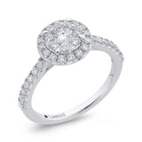 Diamond Halo Engagement Ring in 14K White Gold