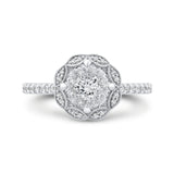 Diamond Flower Engagement Ring in 14K White Gold