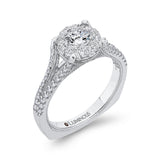 Split Shank Round Diamond Engagement Ring in 14K White Gold