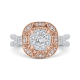 Diamond Flower Engagement Ring in 14K Two Tone Gold