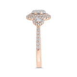 Round Diamond Double Halo Engagement Ring in 14K Two Tone Gold