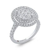 Round Diamond Double Halo Engagement Ring in 14K White Gold