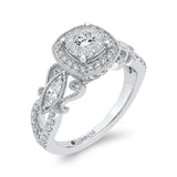 Round Diamond Halo Engagement Ring in 14K White Gold