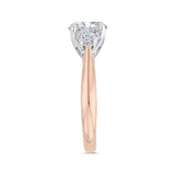 Round Diamond Three-Stone Engagement Ring in 14K Two Tone Gold (Semi-Mount)