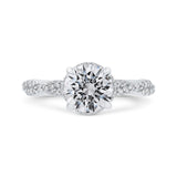 Round Diamond Crossover Shank Engagement Ring in 14K White Gold (Semi-Mount)