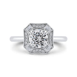 Round Diamond Halo Engagement Ring in 14K White Gold (Semi-Mount)